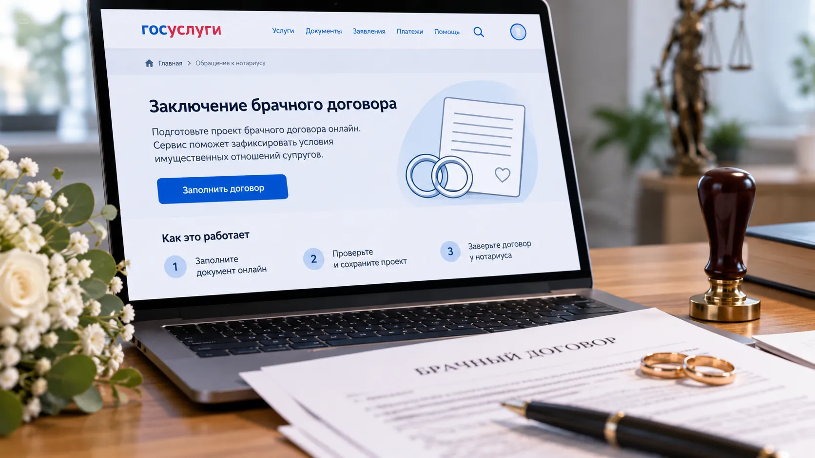 «Госуслуги» запустили сервис заключения брачного договора онлайн